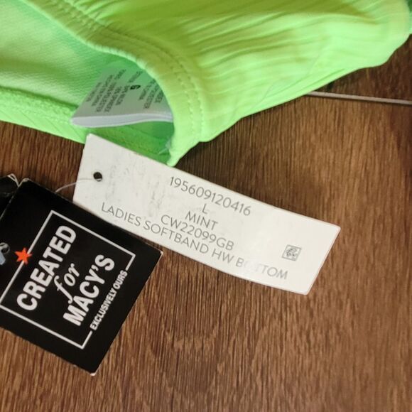 CALIFORNIA WAVES High Waisted Bikini Bottom Size L Ribbed Mint Green Swim - Picture 9 of 10